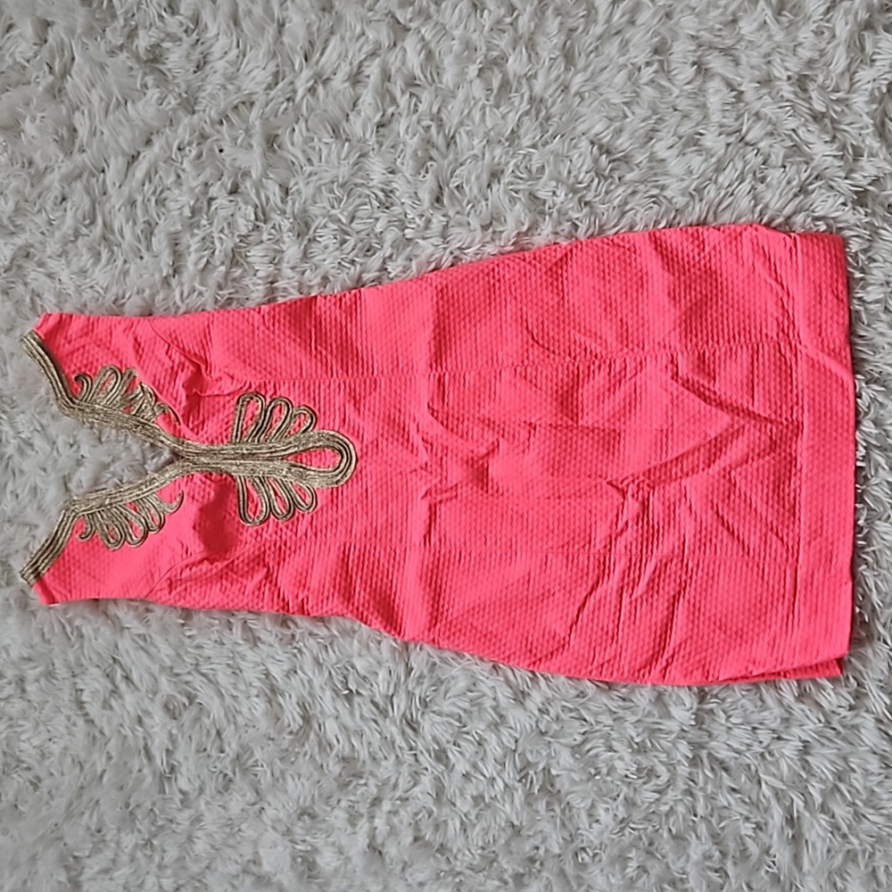 Coral and Gold Lilly Shift Dress